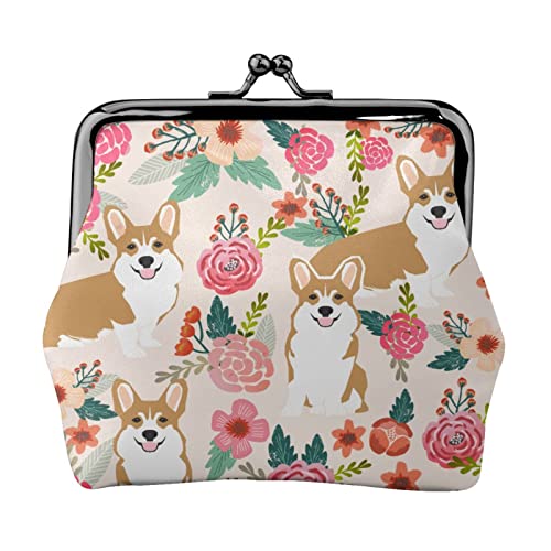 Corgi Floral Blumen Print Multifunktionale Geldbörse Mode Münze Geldbörse Karte Tasche Unisex, Schwarz , Einheitsgröße von JEWOSS