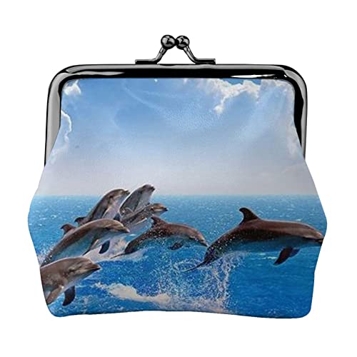 Einzigartige 3D Tier Delphin Druck Multifunktionale Münze Geldbörse Mode Münze Geldbörse Karte Tasche Unisex, Schwarz , Einheitsgröße von JEWOSS