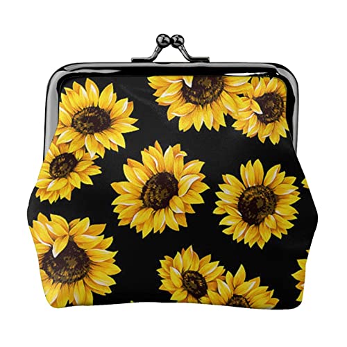 Frühling Sonnenblumen Blumen Drucken Multifunktionale Geldbörse Mode Münze Geldbörse Karte Tasche Unisex, Schwarz , Einheitsgröße von JEWOSS