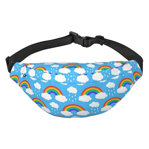 Gürteltasche mit Meeresschildkröten-Druck, für Damen, Gürteltasche, Hüfttasche für Herren, Bauchtasche, Rainbow Clouds Regentropfen, Einheitsgröße von JEWOSS