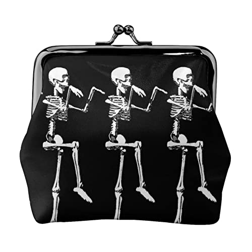 Halloween Posable Skelett Schädel Druck Multifunktionale Münze Geldbörse Mode Münze Geldbörse Karte Tasche Unisex, Schwarz , Einheitsgröße von JEWOSS