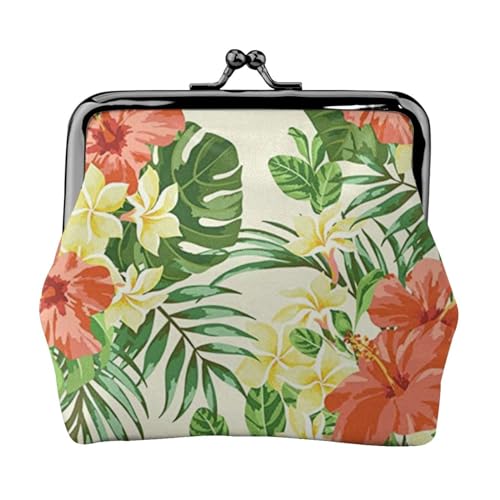 Hojas Tropicales Y Flores Drucken Multifunktionale Münzbörse Mode Münzbörse Kartentasche Unisex, Schwarz , Einheitsgröße von JEWOSS