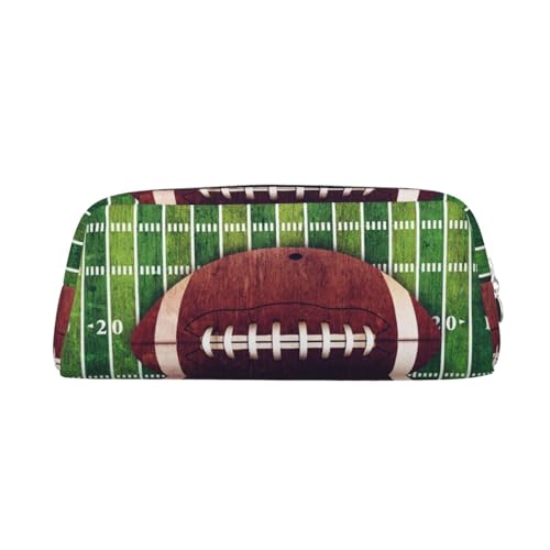 JEWOSS American Football Feld und Ball-Druck-Bleistiftbeutel, Unisex, Federmäppchen, Kosmetiktasche, kleine Schmuckaufbewahrungstasche, stilvolles Leder, Reißverschluss, Stifteetui – hochwertiges von JEWOSS