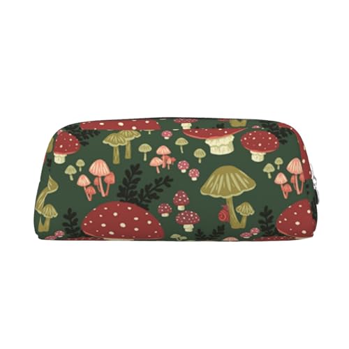 JEWOSS Bright Mushrooms Art Print Pencil Bag, Unisex Pencil Case Cosmetic Bag Small Jewelry Storage Bag Stylish Leather Zipper Pen Case - Premium Quality Pencil Pouch, silber, Einheitsgröße, von JEWOSS