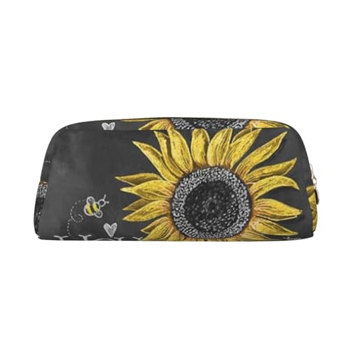 JEWOSS Federmäppchen mit Aufdruck "You are My Sunflower", Unisex, Kosmetiktasche, kleine Schmuckaufbewahrungstasche, stilvolles Leder, Reißverschluss, Stifteetui – hochwertiges Federmäppchen, gold, von JEWOSS