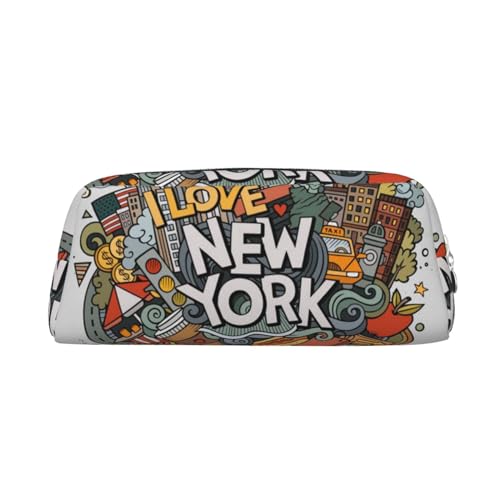 JEWOSS Federmäppchen mit Cartoon-Motiv New York, Kunstdruck, Unisex, Kosmetiktasche, kleine Schmuckaufbewahrungstasche, stilvolles Leder, Reißverschluss, Stifteetui – hochwertiges Federmäppchen, von JEWOSS