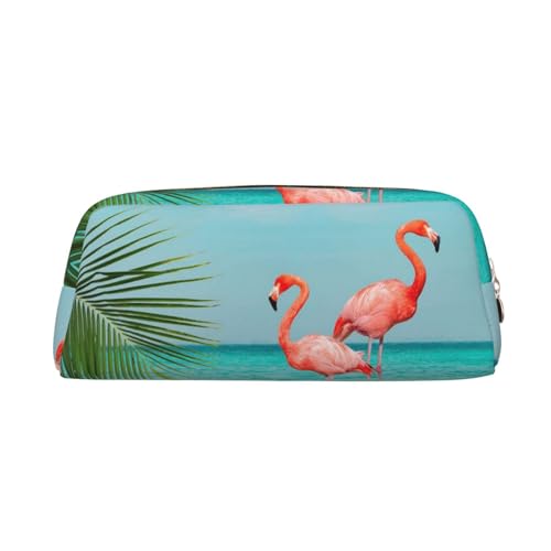 JEWOSS Federmäppchen mit Flamingo-Aufdruck im Wasser, Unisex, Kosmetiktasche, kleine Schmuckaufbewahrungstasche, stilvolles Leder, Reißverschluss, Stifteetui – hochwertiges Federmäppchen, gold, von JEWOSS