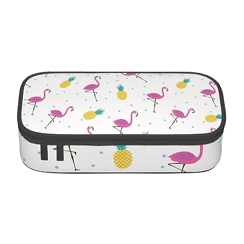 JEWOSS Federmäppchen mit Flamingo- und Ananas-Druck, Schreibwaren, Aufbewahrungstasche für Mittelschule, College, Büro, Studenten, Mädchen, Jungen, Teenager, Erwachsene, Schwarz , Einheitsgröße, von JEWOSS