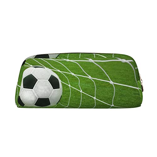 JEWOSS Federmäppchen mit Fußball-Druck, Unisex, Kosmetiktasche, kleine Schmuckaufbewahrungstasche, stilvolles Leder, Reißverschluss, Stifteetui – Premium-Qualität, gold, Einheitsgröße, Kindergepäck von JEWOSS