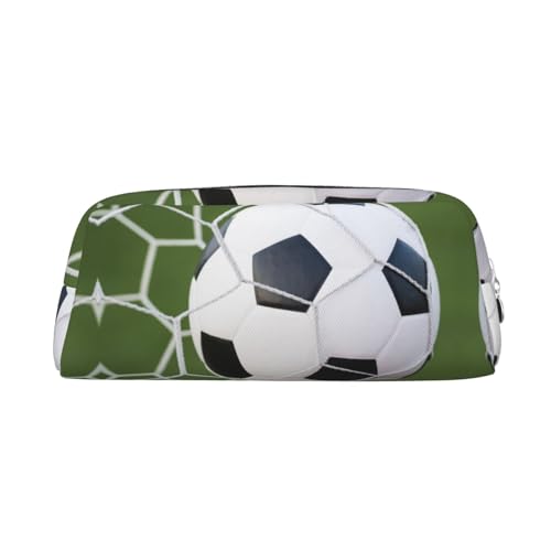 JEWOSS Federmäppchen mit Fußball-Druck, Unisex, Kosmetiktasche, kleine Schmuckaufbewahrungstasche, stilvolles Leder, Reißverschluss, Stifteetui – hochwertiges Federmäppchen, silber, Einheitsgröße, von JEWOSS