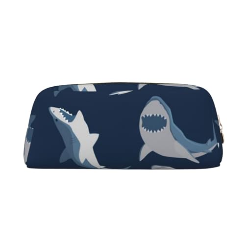 JEWOSS Federmäppchen mit blauem Cartoon-Fisch-Druck, Unisex, Kosmetiktasche, kleine Schmuckaufbewahrungstasche, stilvolles Leder, Reißverschluss, Stifteetui – hochwertiges Federmäppchen, gold, von JEWOSS