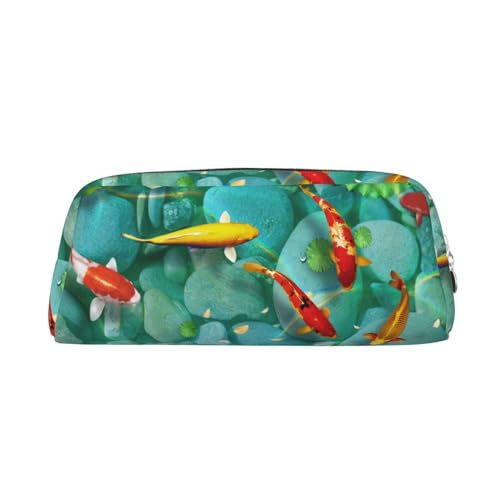 JEWOSS Federmäppchen mit japanischem Motiv roter Karpfenfisch, Unisex, Kosmetiktasche, kleine Schmuckaufbewahrungstasche, stilvolles Leder, Reißverschluss, Stifteetui – hochwertiges Federmäppchen, von JEWOSS