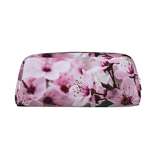 JEWOSS Federmäppchen mit rosa Kirschblüten-Aufdruck, Unisex, Kosmetiktasche, kleine Schmuckaufbewahrungstasche, stilvolles Leder, Reißverschluss, Stifteetui – hochwertiges Federmäppchen, silber, von JEWOSS