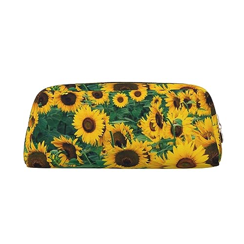 JEWOSS Federmäppchen mit vielen schönen Sonnenblumen-Aufdruck, Unisex, Kosmetiktasche, kleine Schmuckaufbewahrungstasche, stylisches Lederetui mit Reißverschluss, Stifteetui – hochwertiges von JEWOSS