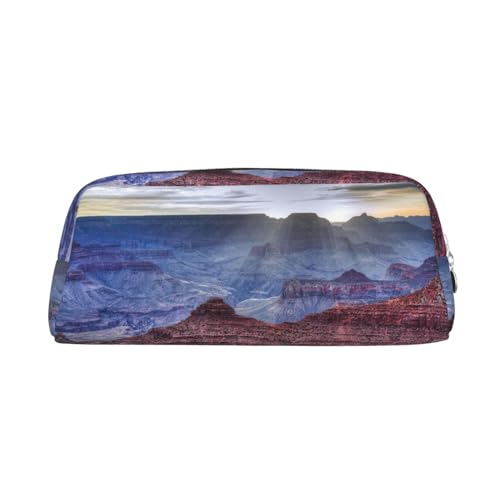 JEWOSS Grand Canyon Federmäppchen mit Aufdruck, Unisex, Kosmetiktasche, kleine Schmuckaufbewahrungstasche, stilvolles Leder, Reißverschluss, Stifteetui – hochwertiges Federmäppchen, silber, von JEWOSS