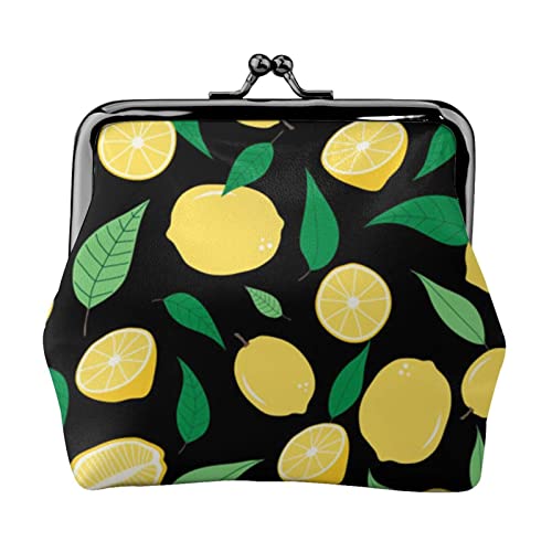 Lemon Fruit Print Multifunktionale Geldbörse Mode Münze Geldbörse Karte Tasche Unisex, Schwarz , Einheitsgröße von JEWOSS