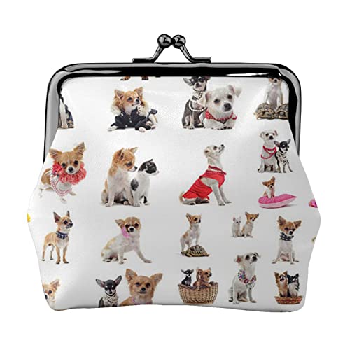 Nette Chihuahua Mops Muster Drucken Multifunktionale Münze Geldbörse Mode Münze Geldbörse Karte Tasche Unisex, Schwarz , Einheitsgröße von JEWOSS