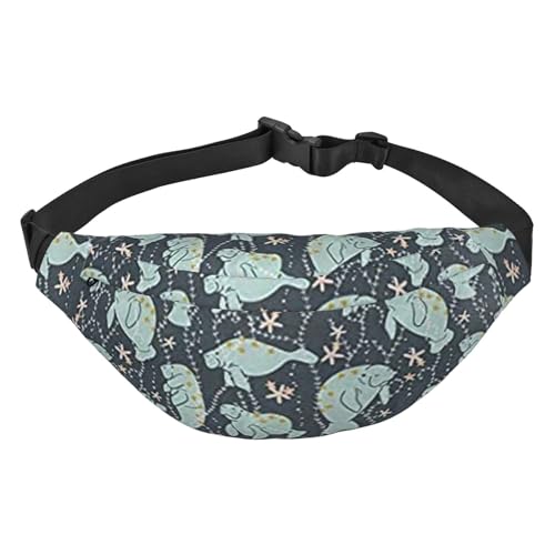 Niedliche Hundeknochen Schüssel Woof Paw Print Bauchtasche, für Frauen Gürteltasche Hüfttasche für Männer Bauchtasche, Manatee Animals, Einheitsgröße von JEWOSS