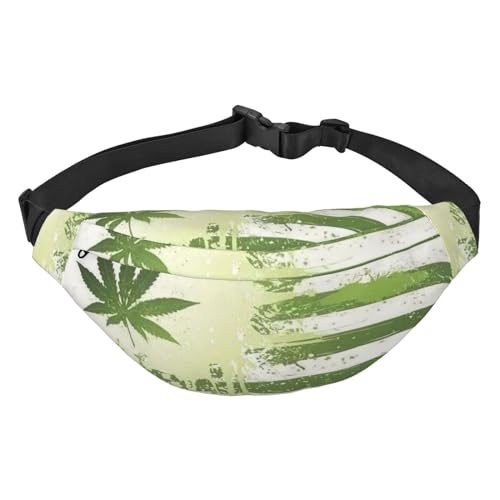 Palm Trees and Clear Sea Print Bumbag, for Women Belt Bag Waist Bag for Men Bumbag, Grastopf Blatt, Einheitsgröße von JEWOSS