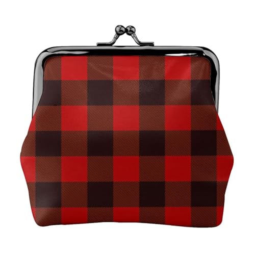 Plaid Rot und Schwarz Print Multifunktionale Geldbörse Mode Münze Geldbörse Karte Tasche Unisex, Schwarz , Einheitsgröße von JEWOSS