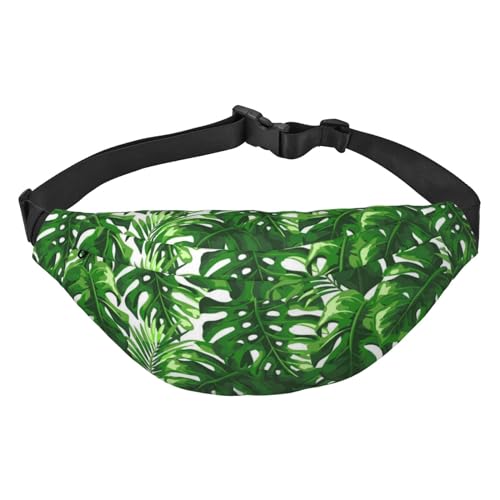 Schwarzer Hintergrund Mond Print Bauchtasche, für Frauen Gürteltasche Hüfttasche für Männer Bauchtasche, Monstera Deliciosa Bananenpalme, Einheitsgröße von JEWOSS