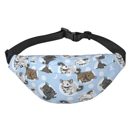 Shark Cum Print Bauchtasche, für Frauen Gürteltasche Hüfttasche für Männer Bauchtasche, Blaue Chinchillas und Mond, Einheitsgröße von JEWOSS