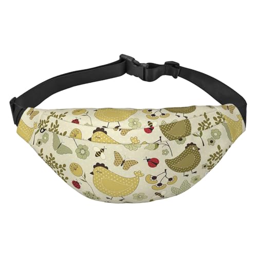 Strand Palmen Druck Bauchtasche, für Frauen Gürteltasche Hüfttasche für Männer Bauchtasche, Yellow Leaves Huhn, Einheitsgröße von JEWOSS