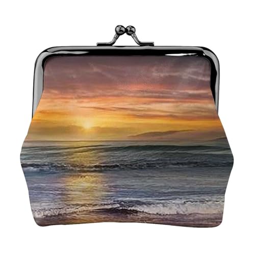 Sunset Beach Print Multifunktionale Geldbörse Mode Münze Geldbörse Karte Tasche Unisex, Schwarz , Einheitsgröße von JEWOSS