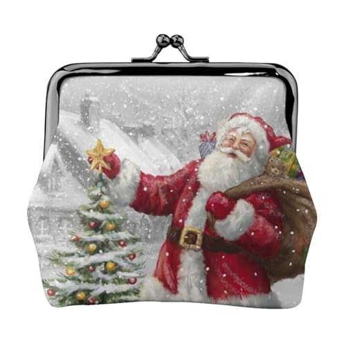 Weihnachtsmann Schnee Secenry Print Multifunktionale Geldbörse Mode Münze Geldbörse Karte Tasche Unisex, Schwarz , Einheitsgröße von JEWOSS