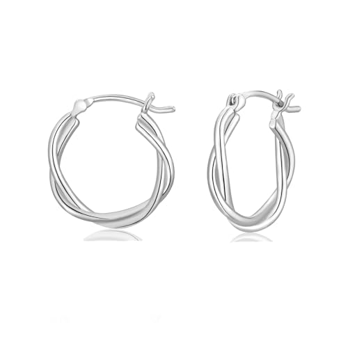 Creolen Silber 925 Twisted Hoop Ohrringe für Frauen - Hypoallergene Schlafen Ohrringe in Silber von JEWTOP