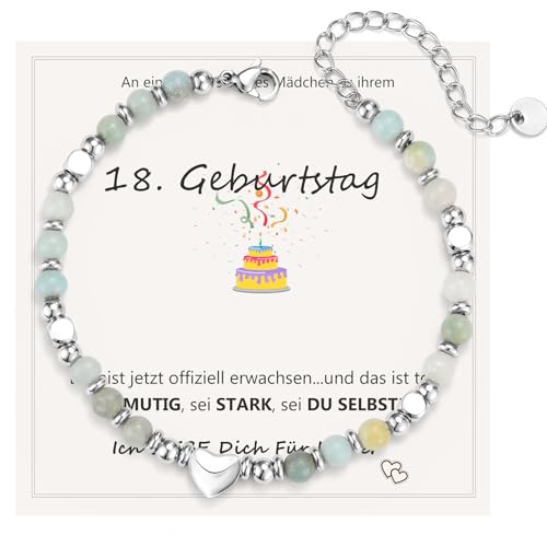 Geburtstagsgeschenk für Mädchen 18 Jahre, Armband aus Naturstein Geschenk zum Geburtstag für Tochter Schwester Freundin Nichte Enkelin Teenager von JEWTOP