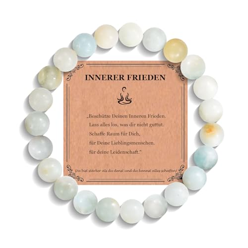 JEWTOP Armband mit 8 mm Edelsteine Perlen für Damen, Heilsteine Amazonite Armband Glücksbringer für Mama Freundin Geburtstagsgeschenk Chakra Yoga Armbänder von JEWTOP