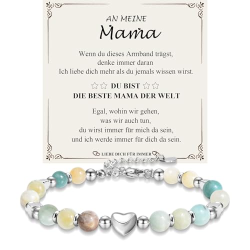 JEWTOP Mama Geschenk von Tochter Sohn, Armband Geschenke für Mutter, Mutter Tochter Armband Geschenk für Frauen zum Geburtstag Weihnachten Muttertag (Amazonite) von JEWTOP