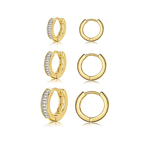 Creolen Gold Ohrringe für Frauen Mädchen Herren, goldene Ohrringe mit Zirkonia Schlafen Ohrringe Set Damen Geburtstag Geschenke Weihnachten von JEWTOP