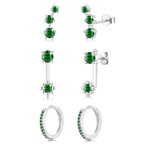 JEWTOP Ohrringe Silber 925 Damen Mädchen, Ohrstecker Silber 925 Ohrringe Set für Mehrere Ohrlöcher, Kleine Ohrstecker Creolen für Helix Piercings Silber 925 von JEWTOP