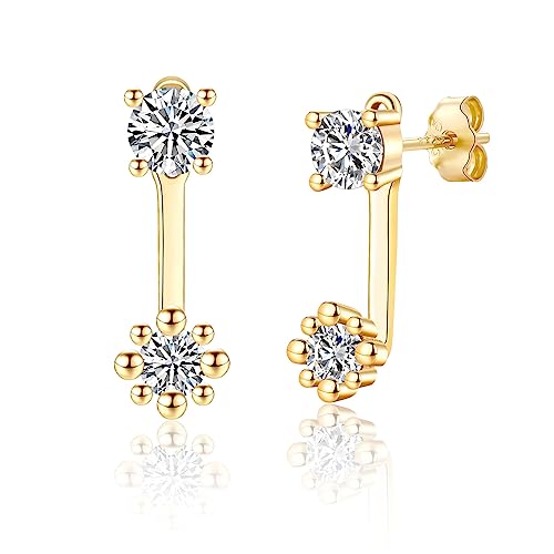 Ohrstecker Gold Damen Ohrringe Hängend für Frauen Herren Mädchen - Kleine Ohrringe Mit Anhänger, Knorpel Tragus Vergoldete Mit Zirkonia von JEWTOP