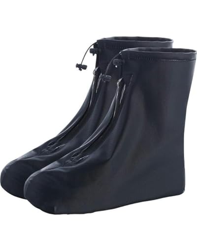 JEXOWIQ 1 Paar wasserdichte Überschuhe,Regenüberschuhe Wasserdicht Herren Damen rutschfeste Wiederverwendbare Schwarz Wasserdichter Schuhüberzug Regenschutz Schuhe für Regen Schlammige Straßen von JEXOWIQ