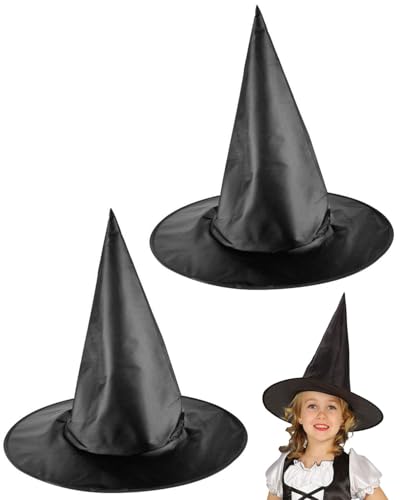 JEXOWIQ 2 pcs Halloween Hexenhut,Zauberer Partyhüte,Pack Hexenhut Schwarz Halloween Party Hüte Kostüm Zubehör Kostüm,für Halloween Kostümpartys Karnevalshut Party Hüte Kostüm Zubehör Cosplay von JEXOWIQ