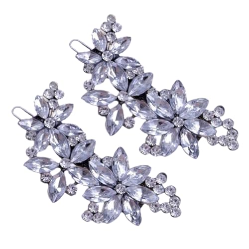 JEXOWIQ 2 pcs haarschmuck hochzeit Strass,Glitzer Hochzeit Kristall Haarspangen Haarspange Mit Kristall Blume Clip Haarspangen Silber Blume Haarspangen Rhinestone Haarspange Für Die Braut von JEXOWIQ