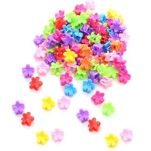JEXOWIQ 50 pcs Haarklammer Clips,haarschmuck mädchen,Kunststoff Blumen Mini Haarclips Perlen Bunte Perle Haarspangen Haarperlen Clip Klein Haargreifer für Mädchen Frauen von JEXOWIQ
