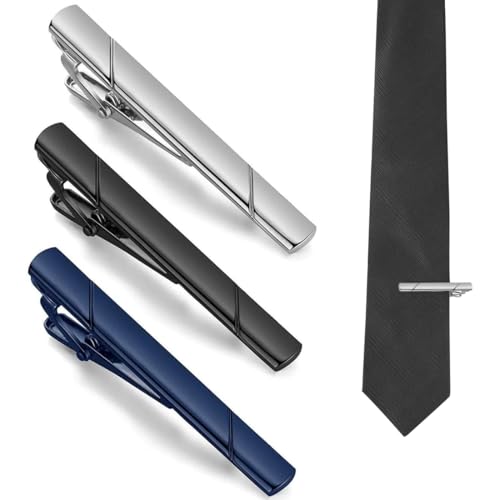 JEXOWIQ Krawattennadel - 3 pcs Krawattenklammer, klassischer Business-Stil, Krawattennadeln FüR Herren, Tie Clip, Broschen FüR Kleidung, Krawattennadel Personalisiert von JEXOWIQ