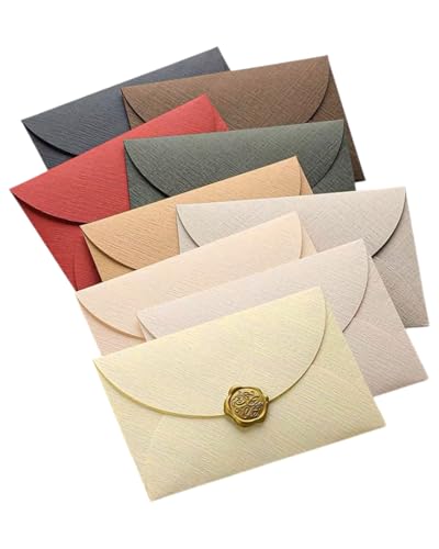JEXOWIQ Umschläge - 9 Stück Mini Briefumschläge,9 Farben Klein Umschläge Mini Briefumschläge mit Herz Verschluss für Geldgeschenke Dankeskarten Einladung,15,5 cm x 10,5 cm von JEXOWIQ