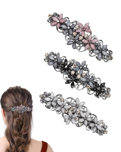 JEXOWIQ haarspangen damen - 3 Stück haarspange，Elegante Haarspangen für Damen Mädchen, Glitzernde Mode Exquisite Blume Kristall Haarspangen von JEXOWIQ