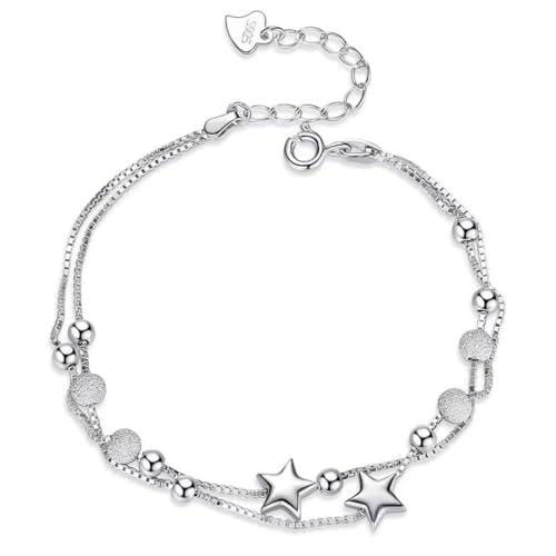 JEYORZY 1 Stück Armbänder für Frauen Sterling Silber Armband Frauen Armband Silber Armband für Frauen 925 Silber Stern Armband Armband Geschenke für Mädchen von JEYORZY