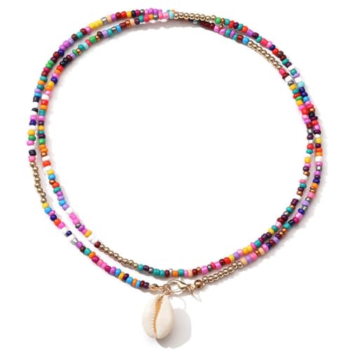 JEYORZY 1 Stück Muschel Halskette, Muschelkette choker kette damen surferkette ethno muschel kette boho schmuck Choker Halskette Muschelkette, Hawaiianische Choker Halskette für Sommer Strand Schmuck von JEYORZY