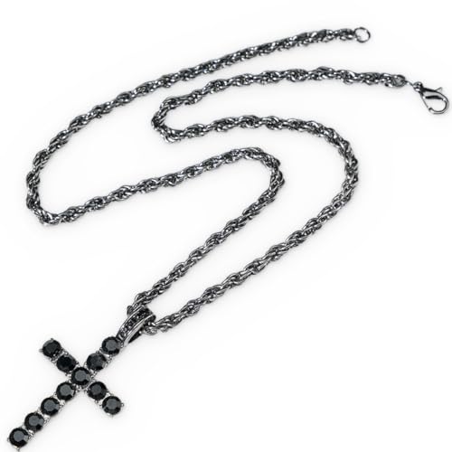 JEYORZY 1 pcs Herren Damen mit Anhänger Kreuz Halskette, Kreuz Halskette Ketten aus Edelstahl mit Zirkonia, Kreuz Kreuzanhänger, Kettenanhänger Edelstahl, Kruzifix Necklace Men, Taufgeschenke, Schwarz JEYORZY 1 pcs Herren Damen mit Anhänger Kreuz Halskette, Kreuz Halskette Ketten aus Edelstahl mit Zirkonia, Kreuz Kreuzanhänger, Kettenanhänger Edelstahl, Kruzifix Necklace Men, Taufgeschenke, Schwarz von JEYORZY
