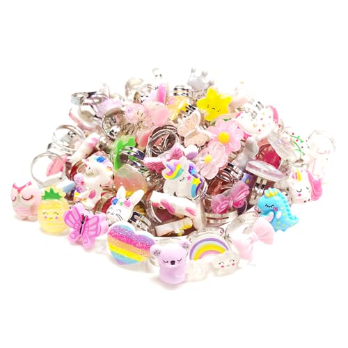 JEYORZY 10 Stück Kinderringe Mädchen,verstellbare Kinder Schmuckringe Anziehringe Mädchenringe, Prinzessin Ring Schmuck Set für Kinder Geburtstag Kindertag Party Favors Mitgebsel(Zufällige Stile) von JEYORZY