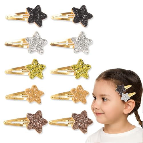 JEYORZY 10 Stück Niedliche Stern Haarspangen Metall Haarspangen Mädchen Snap Hair Pins funkelnde Mode Haar Spangen Styling Zubehör für Kleinkind Frauen Mädchen Party Geburtstag Geschenk liefert von JEYORZY
