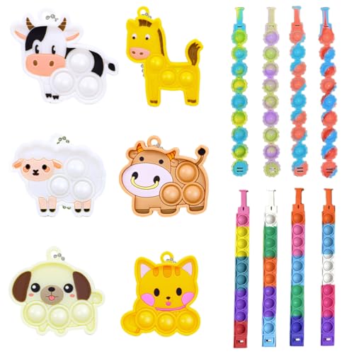 JEYORZY 14 Stück Pop Fidget Toys, Pop It Bubble Sensory Fidget Toy, Sensorisches Anti-Stress-Spielzeug, Sensory Fidget Toy Relief Angst Autismus, Antistress Regenbogen für Kinder und Erwachsene von JEYORZY