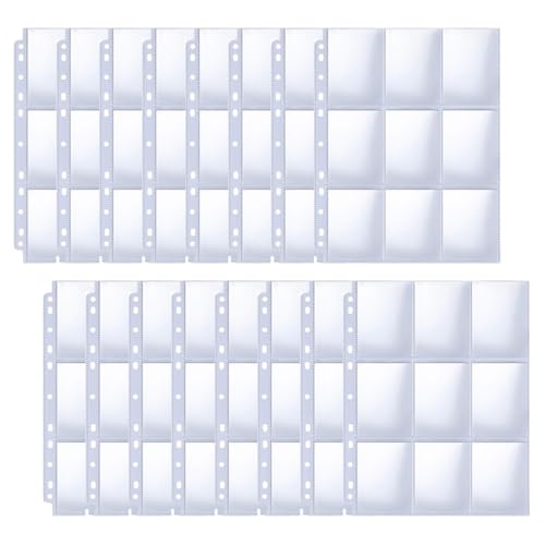 JEYORZY 16 Pack Klarsichtfolien A4 mit 288 Taschen,VisitenkartenhüLle A4 mit 9 Fächern,Transparente Ultra-Clear Visitenkartenblätter mit 11 Löchern,Fotohüllen,Doppelseitige Kreditkartenblätter von JEYORZY